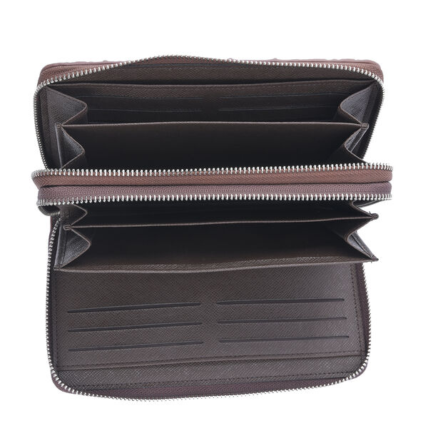 Brieftasche aus 100% echtem Leder mit Kroko-Pr&auml;gung, Gr&ouml;&szlig;e 20x5x12 cm, Braun image number 5