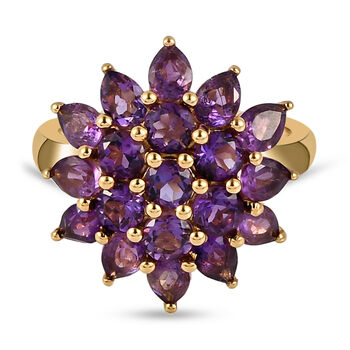 Nat&uuml;rlicher, marokkanischer Amethyst-Ring, 925 Silber vergoldet (Gr&ouml;&szlig;e 16.00) ca. 2,89 ct