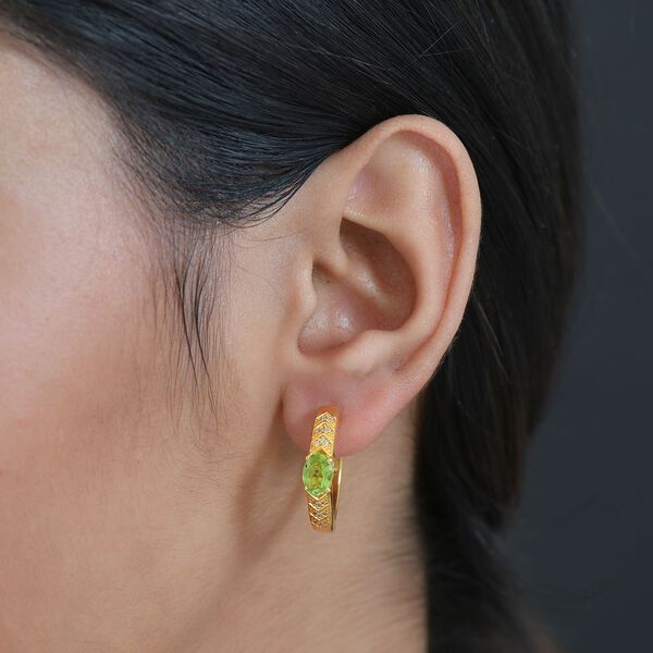 EVER TRUE Peridot, Weißer Zirkon Ohrringe Nickelfreies Messing, Goldfarben, ca. 1,76 ct. image number 2