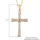 Diamant Kreuz-Anhänger mit Kette, 50 cm, 925 Silber Gelbgold Vermeil ca. 0,25 ct image number 5