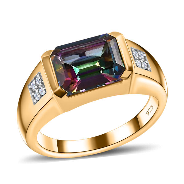 Mystischer Topas und Zirkon Ring 925 Silber 585 Vergoldet image number 4