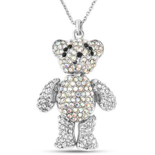Mehrfarbiger Kristall-Teddybär-Anhänger mit 60+5 cm Kette - 1 ct. image number 0