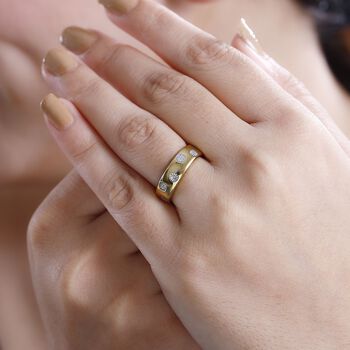Wei&szlig;er Diamant Ring 925 Silber 750 Gelbgold Vermeil (Gr&ouml;&szlig;e 18.00)