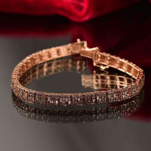 D’joy Natürlicher Champagner Diamant Armband ca. 19 cm 925 Silber 750 Roségold Vermeil ca. 3,78 ct. image number 1
