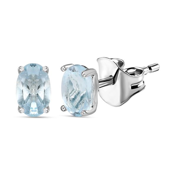 Himmelblaue Topas-Solit&auml;r-Ohrringe - 0,98 ct. image number 0