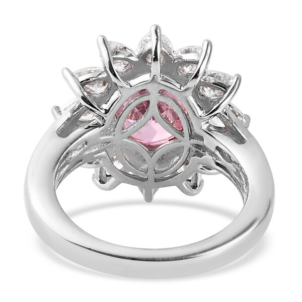 Rosa und Wei&szlig;er Zirkonia Ring Messing Ionenbeschichtetes Platin image number 6