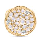 D'Joy Regenbogen Mondstein Ring 925 Silber Rhodiniert und 750 Gelbgold Vermeil (Größe 17.00) ca. 3,61 ct