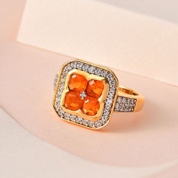 Purpurroter Feueropal und Zirkon-Ring - 1,46 ct. image number 2