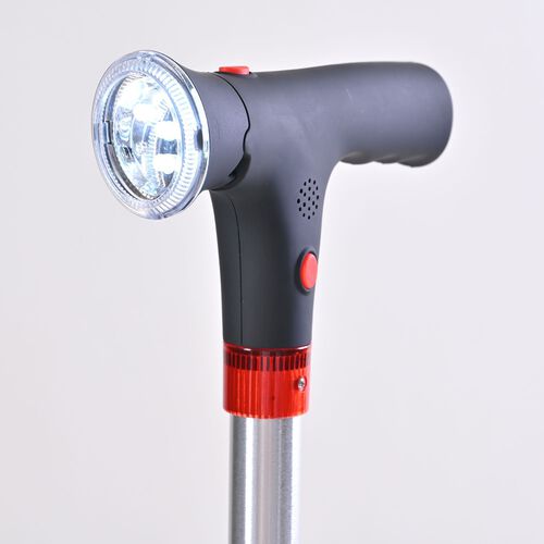 Klappbarer Smart-Walking-Stick mit drehbarem LED-Frontlicht und SOS-Alarm, Silber image number 1
