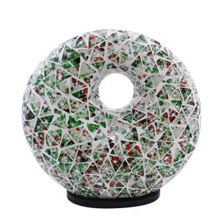 Mosaik Glas Lampe in Donut Form, Grün und Weiß