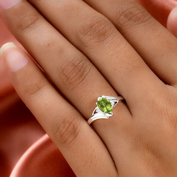 Nat&uuml;rlicher Peridot und Zirkon Ring 925 Silber  ca. 0,92 ct image number 3