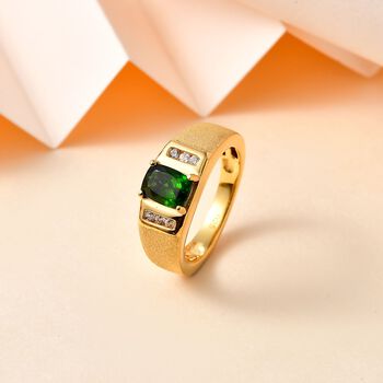 Nat&uuml;rlicher Chromdiopsid und Zirkon Ring - 1,23 ct.