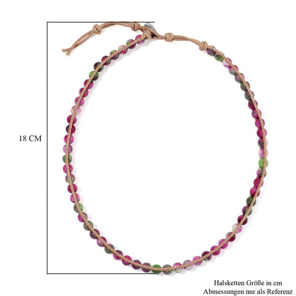 Flexible Fuchsia-grüne Regenblumen-Yuhua-Quarzit Halskette - 80 ct. image number 6