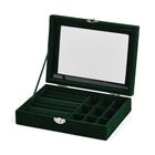 Elegante Schmuckbox aus edlem Samt mit Glasdeckel, 20x15x5 cm, Cremebeige