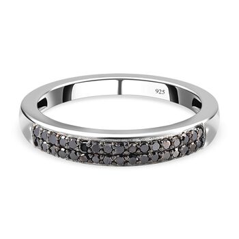 Schwarzer Diamant Ring, 925 Silber platiniert (Gr&ouml;&szlig;e 16.00) ca. 0,20 ct