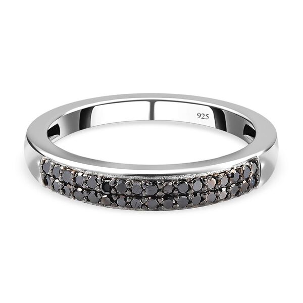 Schwarzer Diamant Ring, 925 Silber platiniert (Gr&ouml;&szlig;e 16.00) ca. 0,20 ct