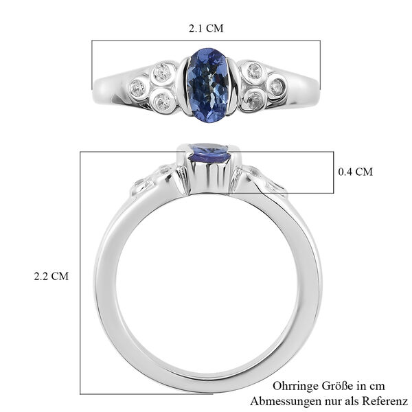 Tansanit und Zirkon Ring 925 Silber platiniert  ca. 0,76 ct image number 7