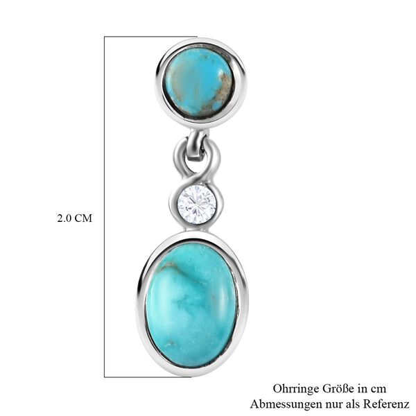 Sierra Nevada T&uuml;rkis und Zirkon Ohrh&auml;nger, 925 Silber platiniert, 2,31 ct. image number 6