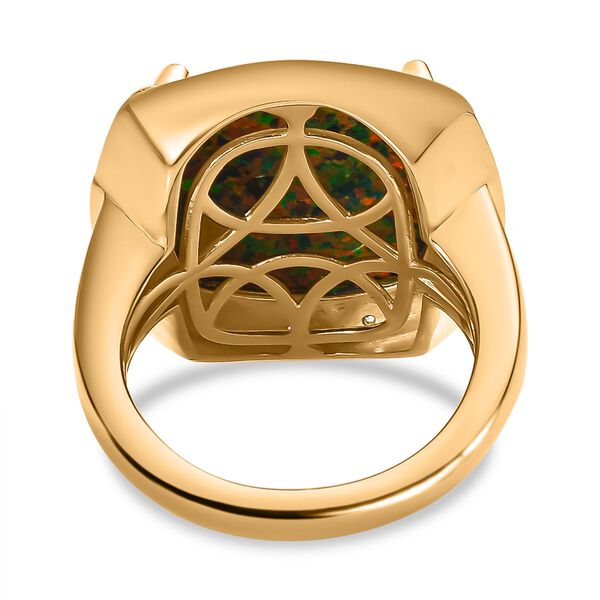 Labor erstellt schwarzen Opal, Weißer Zirkon Ring 925 Silber  (Größe 16.00) ca. 5,10 ct image number 6