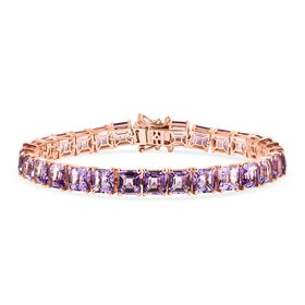 D'Joy AAA Rose De France Amethyst Armband ca. 19 cm 925 Silber 750 Roségold Vermeil ca. 32,42 ct.