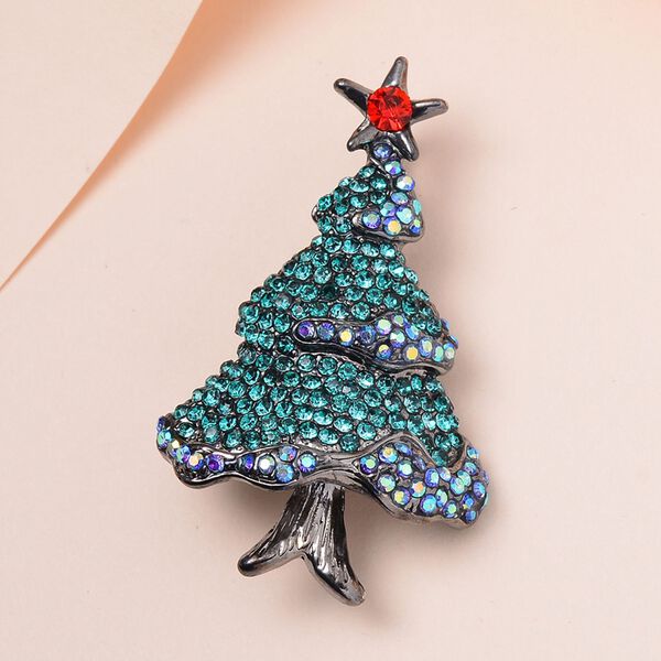 Mehrfarbiger Weihnachtsbaum, Verwandelbarer Schmuck, Kristall Anhänger und Brosche Duo, schwarz image number 2