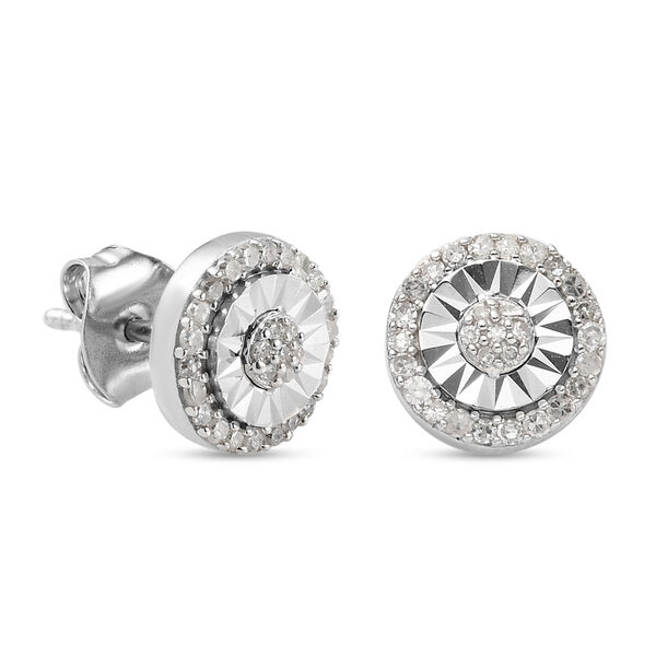 Diamant Halo-Ohrstecker in Silber image number 4