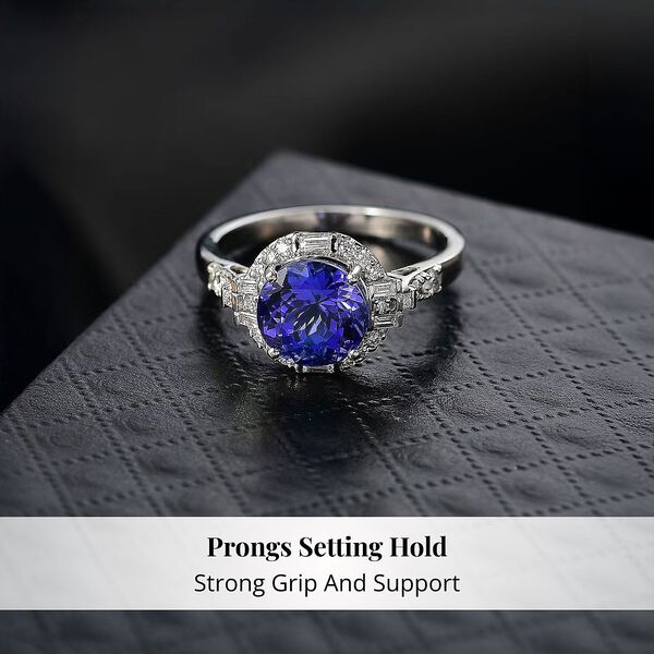 Rhapsody AAAA Tansanit, Wei&szlig;er Diamant Ring 950 Platin (Gr&ouml;&szlig;e 16.50) ca. 4,04 ct image number 3