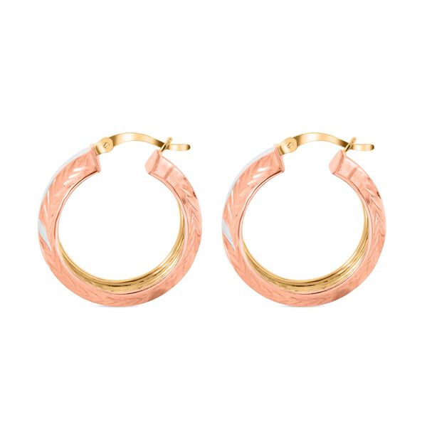 Diamantschliff Tricolor Ohrringe, 925 Silber ca. 3,50g image number 2