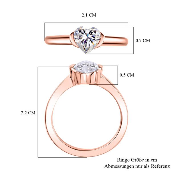 Moissanit Ringe 925 Silber Roségold Vermeil (Größe 16.00) ca. 0.93 ct image number 6