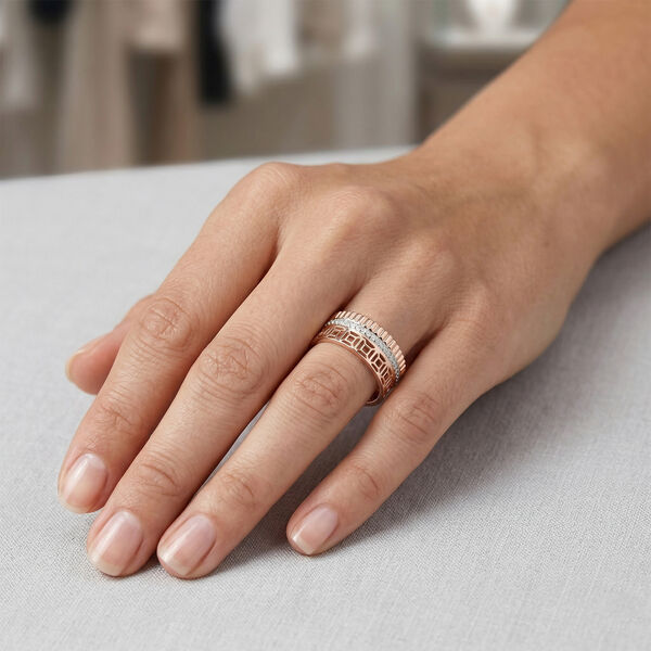 Wei&szlig;er Diamant P Ring 925 Silber Ros&eacute;gold Vermeil (Gr&ouml;&szlig;e 17.00) ca. image number 3