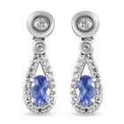 AA Tansanit und Zirkon Ohrringe 925 Silber platiniert ca. 0,87 ct