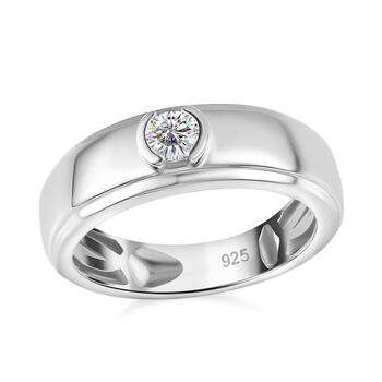Moissanit Ring, 925 Silber platiniert - 0,16 ct