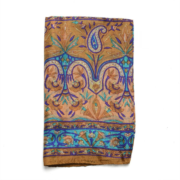 Luxuri&ouml;ser Seidenschal mit Paisleymuster, 100%  feinste Seide, Gold image number 7