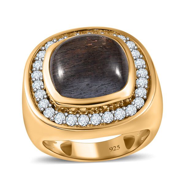 AA goldglänzender Mondstein und Zirkon-Ring image number 4