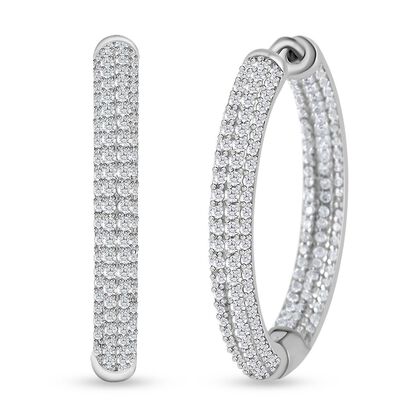 Wei&szlig;er Zirkon Ohrringe, 925 Silber rhodiniert, ca. 4.09 ct