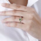 Natürlicher grüner Apatit, weißer Zirkon Ring, 925 Silber vergoldet (Größe 16.00) ca. 1.03 ct image number 2