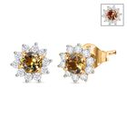 AA Natürlicher goldener Tansanit, Moissanit Ohrringe 925 Silber 750 Gelbgold Vermeil ca. 0.84 ct