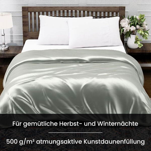 Serenity Night: Premium-Kollektion Herbst-Winter-Steppdecke aus 100 % Bambus mit hochwertiger Kunstdaunenfüllung – 135 x 200 cm, Mintgrün image number 4