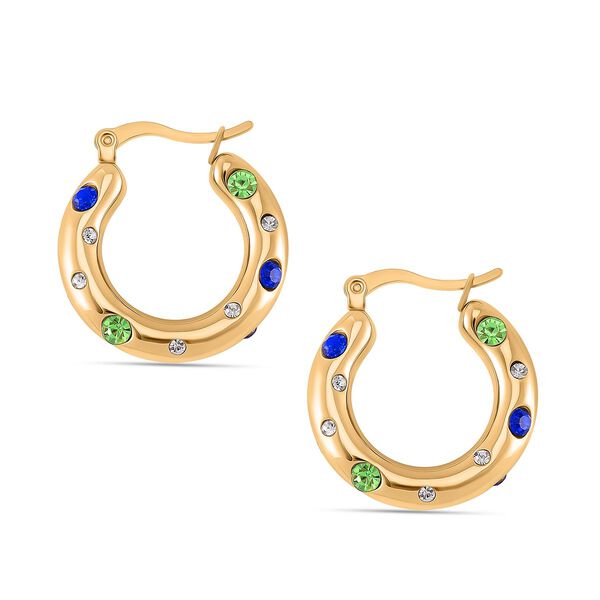 Mehrfarbige Kristall-Ohrringe in Goldton image number 5