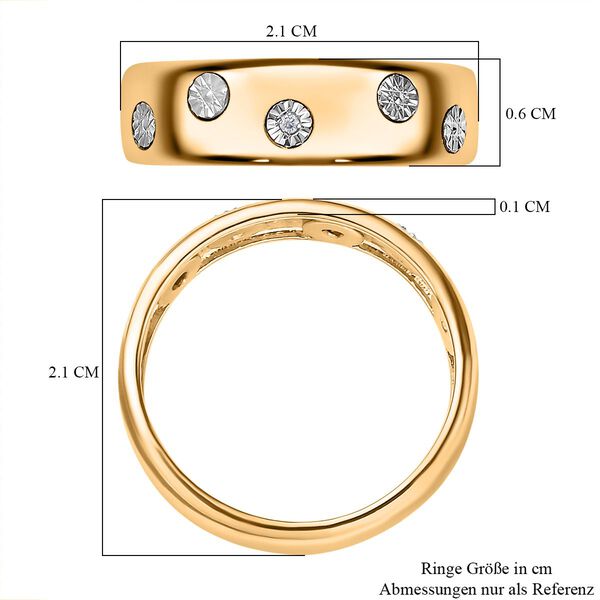 Weißer Diamant Ring 925 Silber 750 Gelbgold Vermeil (Größe 21.00) image number 7