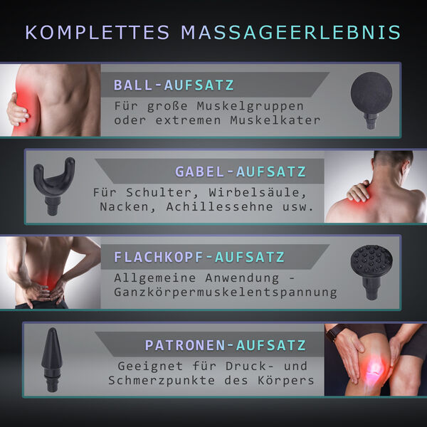 Mini-Muskel-Massage-Pistole mit 4 Massagek&ouml;pfen, 32 St&auml;rken, Gr&uuml;n image number 6