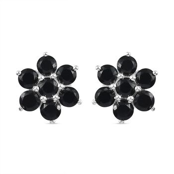 Schwarze gebl&uuml;mte Spinell Ohrstecker, 925 Silber ca. 3,01 ct