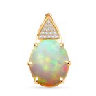 AAA Natürlicher, äthiopischer Welo Opal, Weißer Diamant AGI zertifiziert und geprüft Anhänger 417 Gold ca. 2.70 ct