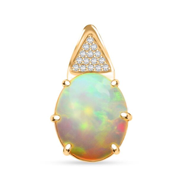LUXORO AAA Natürlicher, äthiopischer Welo Opal und Diamant Anhänger in 417 Gold - 2,70 ct. image number 0