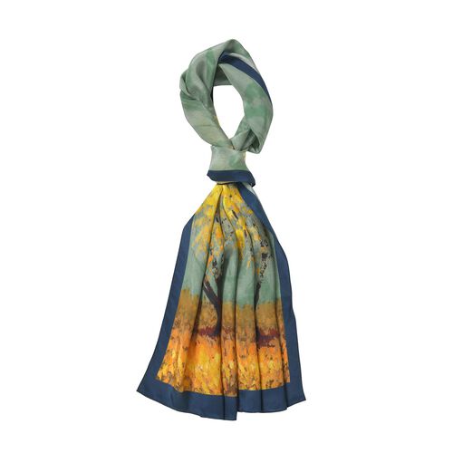 LA MAREY: Premium Selection - 100% Maulbeerenseiden-Halztuch mit Lebensbaum Druck, 35 x 150 cm, Lebensbaum image number 0