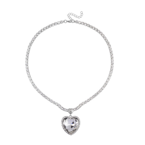 J Francis gefertigt mit SWAROVSKI- Wei&szlig;e Glas und Kristall Halskette, 50cm image number 3