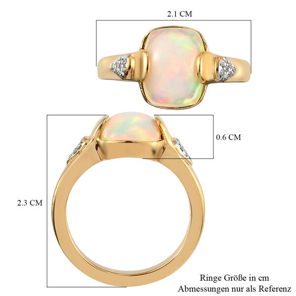 Natürlicher, äthiopischer Opal und Zirkon-Ring, 925 Silber Gelbgold Vermeil  ca. 1,94 ct image number 7
