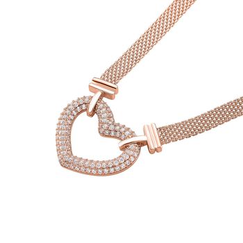 Wei&szlig;e Zirkonia 50+5cm Halskette in Ros&eacute;goldton