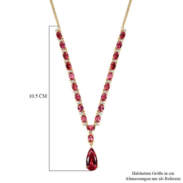 Empress Flame - D joy Lab Created Padparadscha-Saphir Halskette ca. 45 cm 925 Silber 750 Gelbgold Vermeil ca. 19.30 ct image number 6