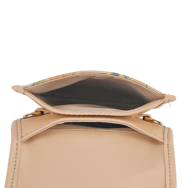 LA MAREY Brokat Handy Umh&auml;ngetasche aus Seide und Echtleder, 12x19x3cm, Rosa image number 5